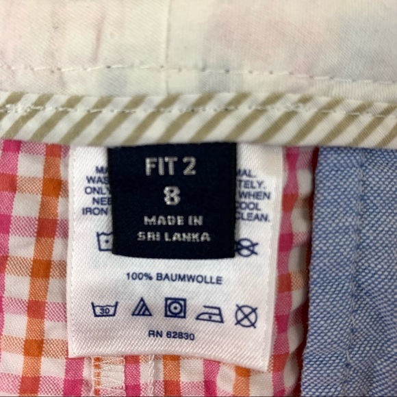 LANDS' End Red White Searsucker Shorts - Picture 3 of 10